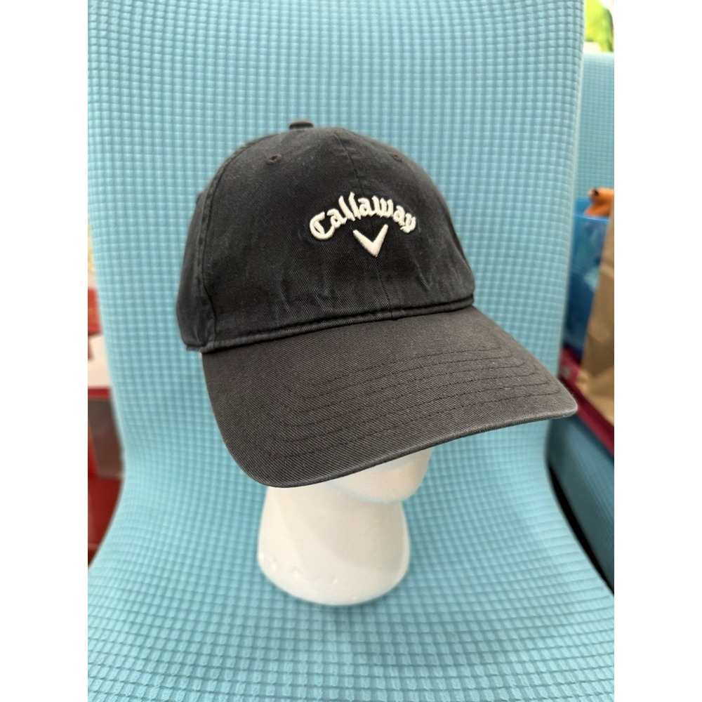 Callaway Golf Hat Adjustable Black Logo 100% Cotton